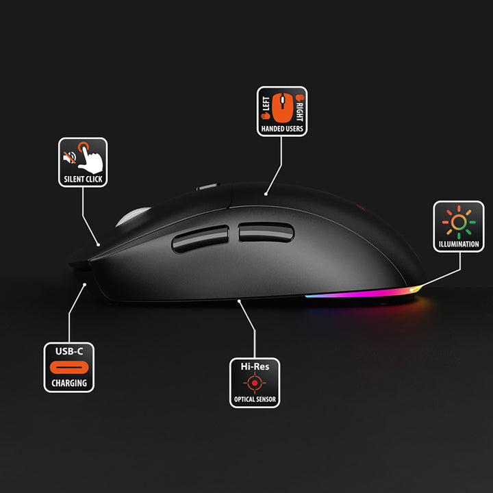 Vezeték nélküli 2 az 1-ben (BT/RF) csendes és újratölthető egér MT1124, Media-Tech