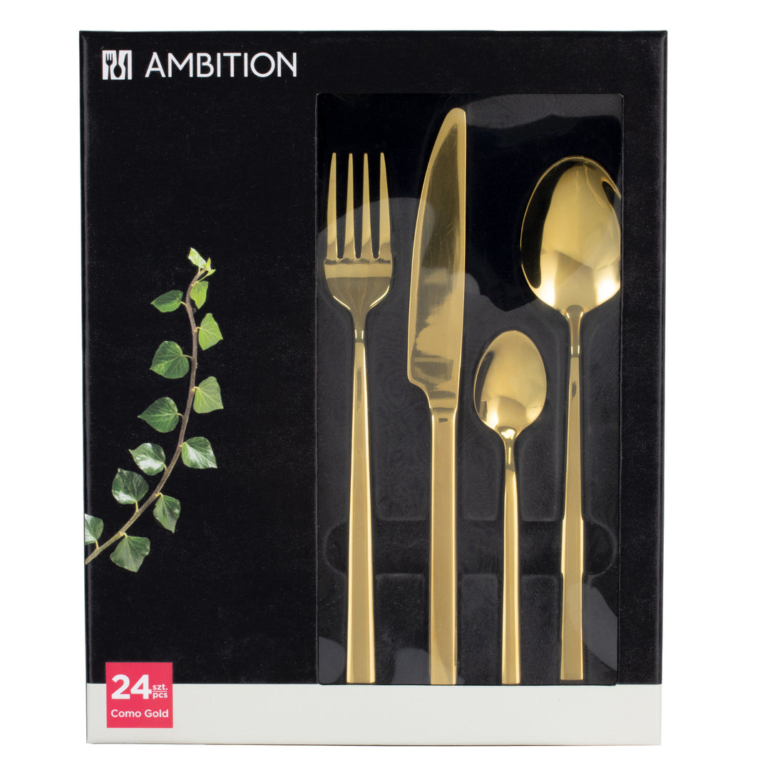 Evőeszközkészlet 6 személyre Como Gold 24 darabos ajándékdoboz AMBITION