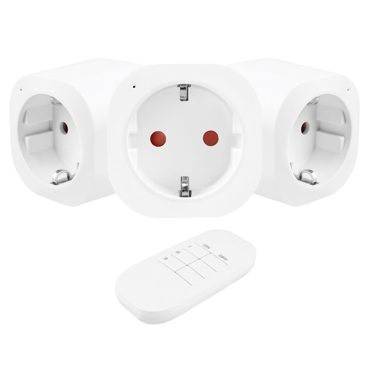GreenBlue távirányítású konnektorok, 3 db, programozható, hatótávolság 30 m-ig, 220–240 V AC, 50/60 Hz, 16 A, 433 MHz, GB313 F