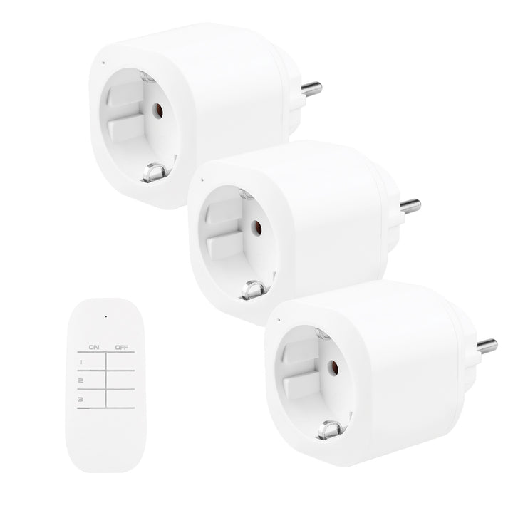 GreenBlue távirányítású konnektorok, 3 db, programozható, hatótávolság 30 m-ig, 220–240 V AC, 50/60 Hz, 16 A, 433 MHz, GB313 F