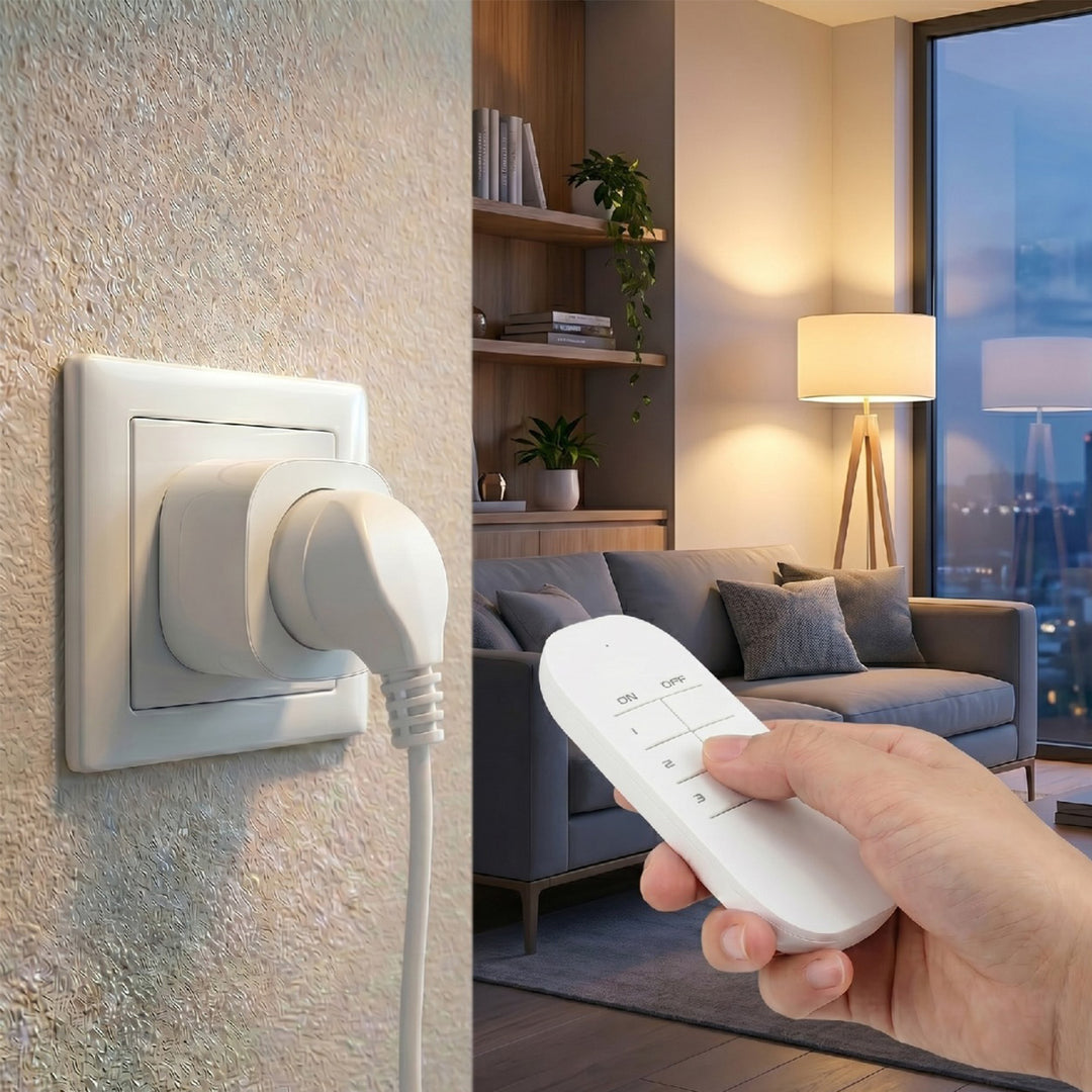 GreenBlue távirányítású konnektorok, 3 db, programozható, hatótávolság 30 m-ig, 220–240 V AC, 50/60 Hz, 16 A, 433 MHz, GB313 F
