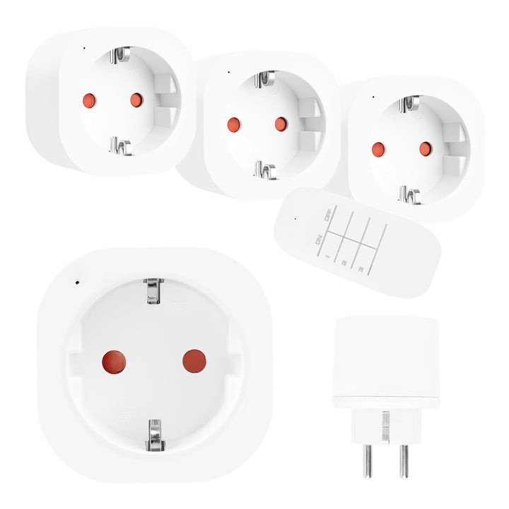 GreenBlue távirányítású konnektorok, 3 db, programozható, hatótávolság 30 m-ig, 220–240 V AC, 50/60 Hz, 16 A, 433 MHz, GB313 F