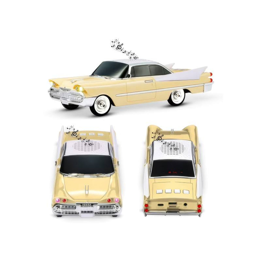 Retro Lamex hangszóró, Bluetooth, FM rádió, 1500 mAh újratölthető akkumulátor, krém színű, USB AUX MICRO SD portok, LCD kijelző, LXWS1965K