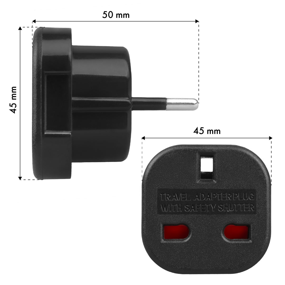 Maclean brit csatlakozóaljzat EU-csatlakozó adapter, fekete, MCE72, 2 db