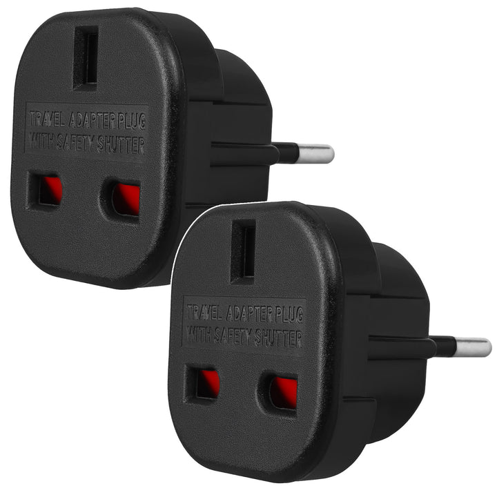 Maclean brit csatlakozóaljzat EU-csatlakozó adapter, fekete, MCE72, 2 db