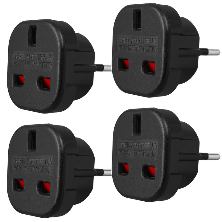 Maclean brit csatlakozóaljzat EU-csatlakozó adapter, fekete, MCE72, 4 db