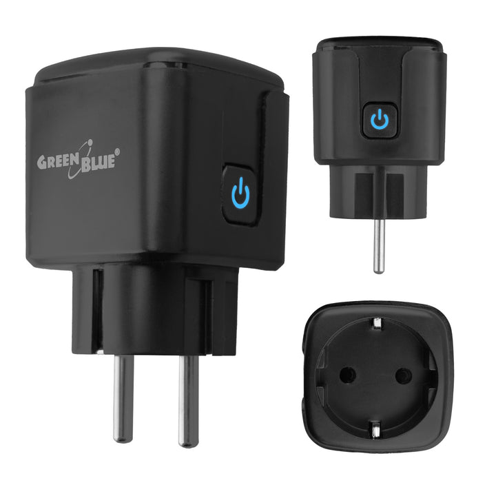 GreenBlue távirányítású WiFi-csatlakozó, Android/iOS/Alexa/Google Home, időzítő, fogyasztásmérő, max. 16 A/3840 W, GB735 B