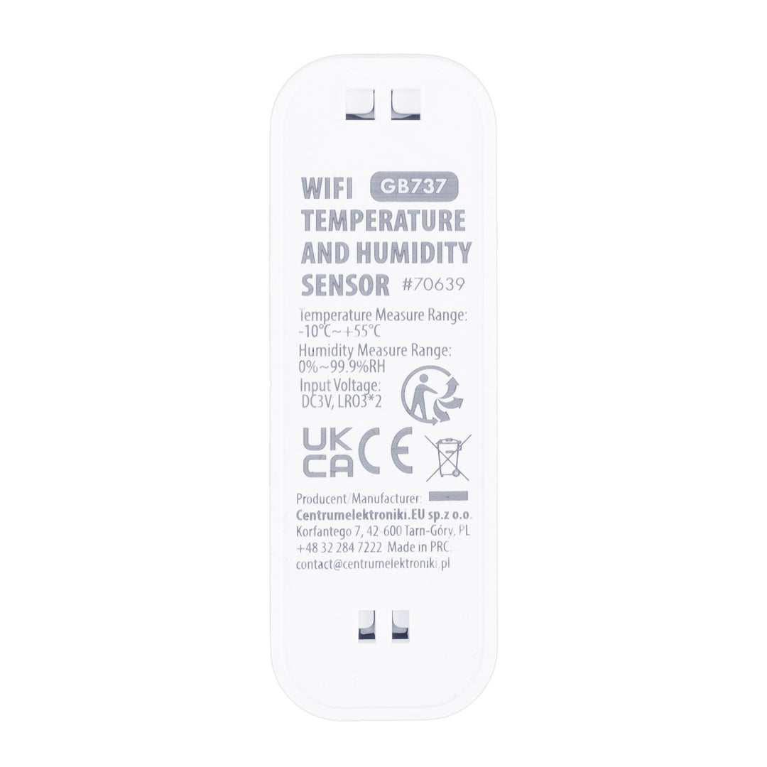 GreenBlue WiFi hőmérséklet- és páratartalom-érzékelő, Android/iOS/Alexa/Google Home, 3,0 V egyenáram, LR03x2, GB737