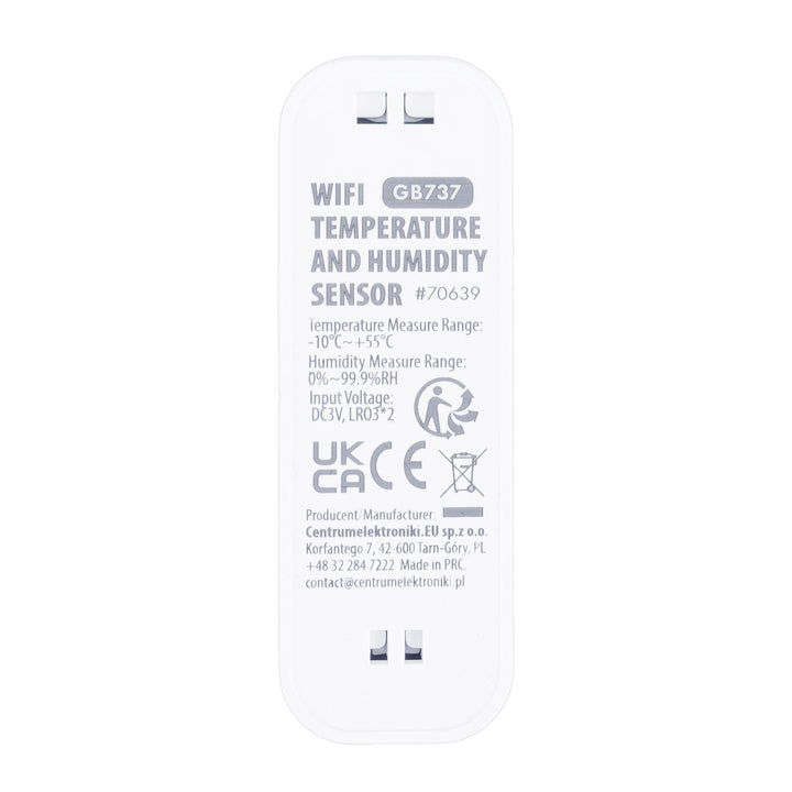 GreenBlue WiFi hőmérséklet- és páratartalom-érzékelő, Android/iOS/Alexa/Google Home, 3,0 V egyenáram, LR03x2, GB737