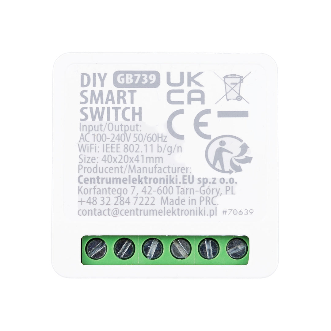 GreenBlue beépíthető WiFi-relé, Android/iOS/Alexa/Google Home, 100–240 V AC, 50/60 Hz, max. 16 A, 150 W-os LED-ekhez, GB739
