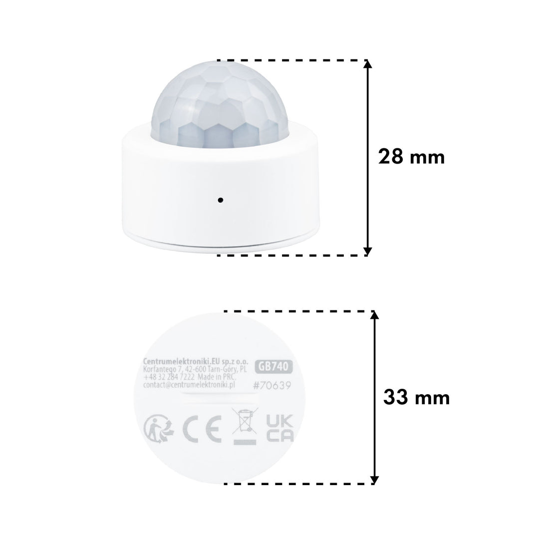 Tuya GreenBlue vezeték nélküli Zigbee mozgásérzékelő, Android/iOS, CR2450 DC 3,0 V, érzékelési szög 120° / 8 m-ig, GB740