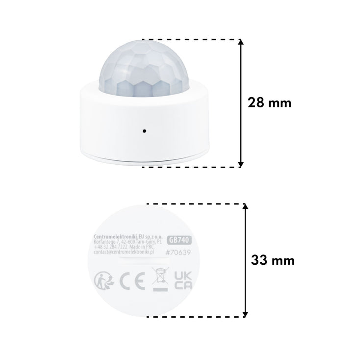 Tuya GreenBlue vezeték nélküli Zigbee mozgásérzékelő, Android/iOS, CR2450 DC 3,0 V, érzékelési szög 120° / 8 m-ig, GB740