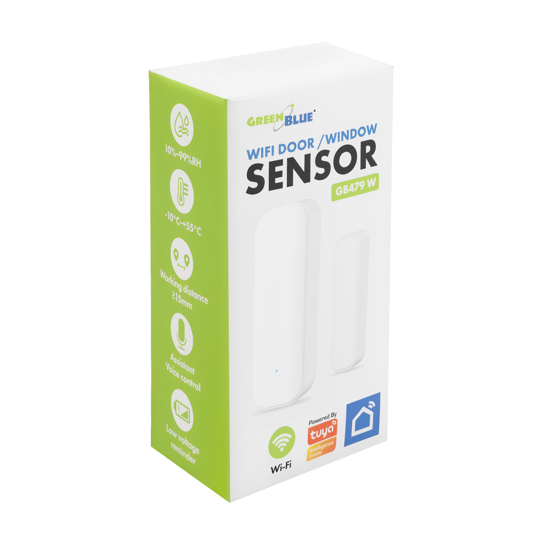 GreenBlue vezeték nélküli kontaktus / WiFi nyitásérzékelő, Android/iOS, ajtókhoz / ablakokhoz, 3,0 V DC, LR03x2, GB479 W