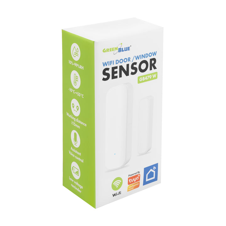 GreenBlue vezeték nélküli kontaktus / WiFi nyitásérzékelő, Android/iOS, ajtókhoz / ablakokhoz, 3,0 V DC, LR03x2, GB479 W