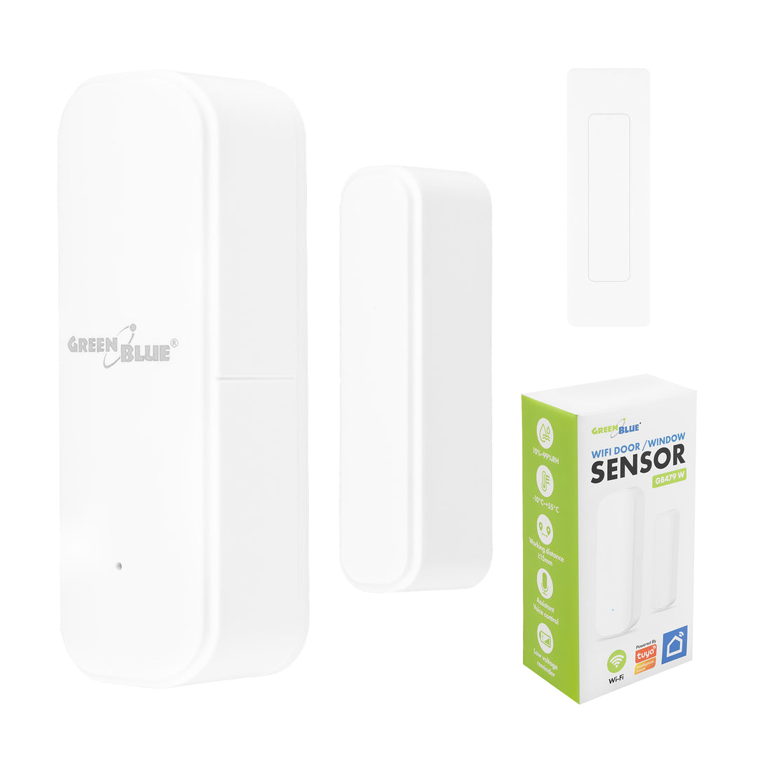 GreenBlue vezeték nélküli kontaktus / WiFi nyitásérzékelő, Android/iOS, ajtókhoz / ablakokhoz, 3,0 V DC, LR03x2, GB479 W