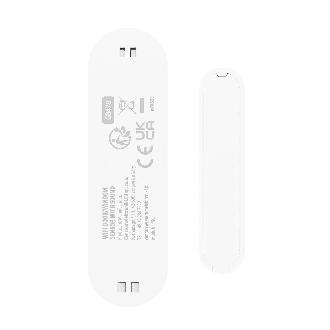 GreenBlue vezeték nélküli reed-érzékelő / WiFi nyitásérzékelő, Android/iOS, ajtókhoz / ablakokhoz, 3,0 V DC, LR03x2, riasztóval, GB478