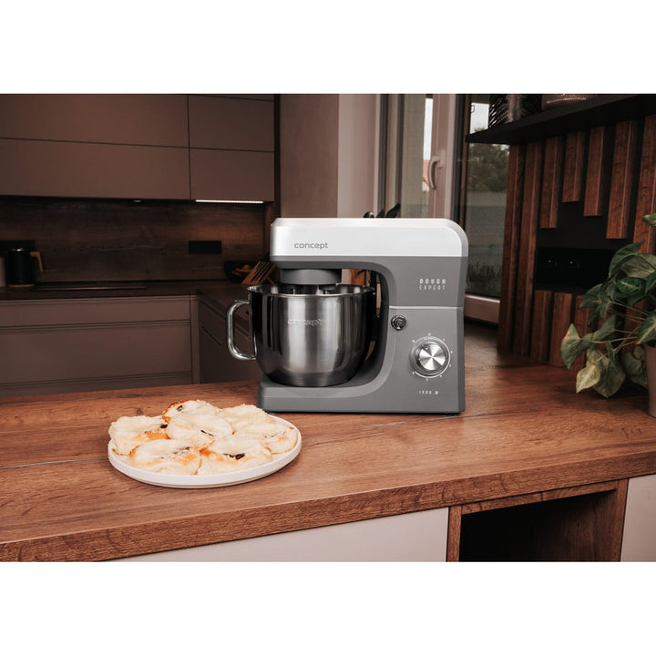 Concept Dough Expert planetáris konyhai robotgép, 1900 W teljesítmény, kettős dagasztókar, tálmelőmelegítő funkció, 6 különböző sebességfokozat, RM6010