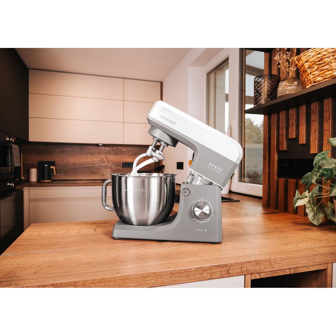 Concept Dough Expert planetáris konyhai robotgép, 1900 W teljesítmény, kettős dagasztókar, tálmelőmelegítő funkció, 6 különböző sebességfokozat, RM6010