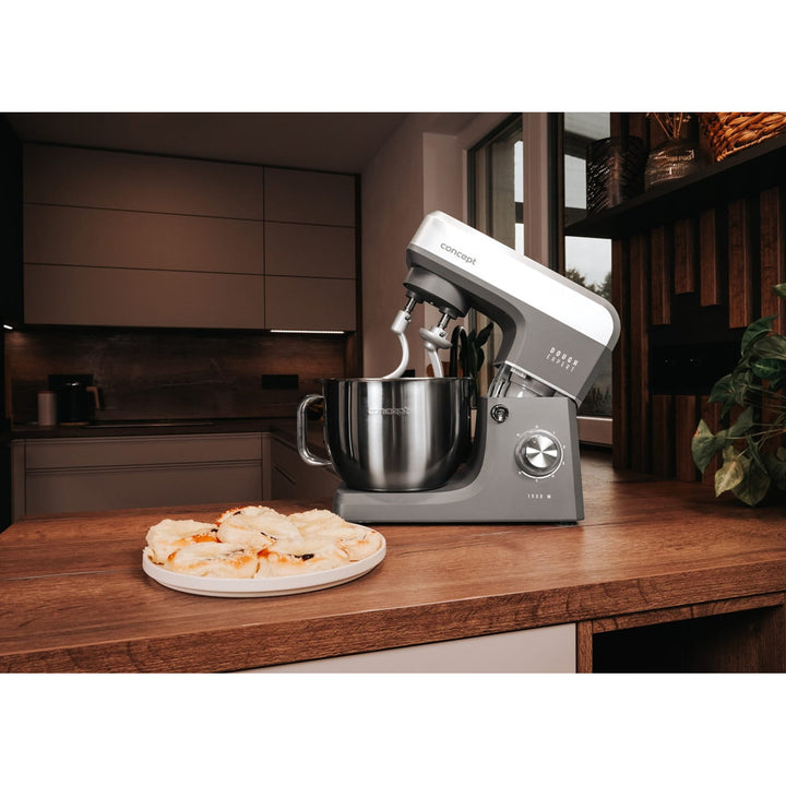 Concept Dough Expert planetáris konyhai robotgép, 1900 W teljesítmény, kettős dagasztókar, tálmelőmelegítő funkció, 6 különböző sebességfokozat, RM6010
