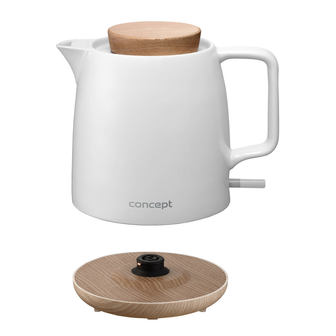 Concept kerámia elektromos vízforraló, 1 literes űrtartalom, 1200 W, fehér, Strix csatlakozó, vízkőmentesítő szűrő, forgó talp, RK0085