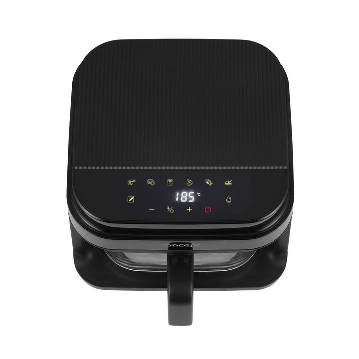 Concept Glass&Fast olajmentes sütő, 5,5 l űrtartalom, 7 program, érintőképernyős LED-kijelző, egészséges sütési mód, üvegedény, FR5500