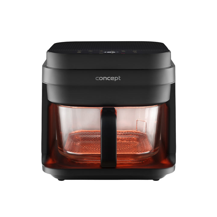 Concept Glass&Fast olajmentes sütő, 5,5 l űrtartalom, 7 program, érintőképernyős LED-kijelző, egészséges sütési mód, üvegedény, FR5500