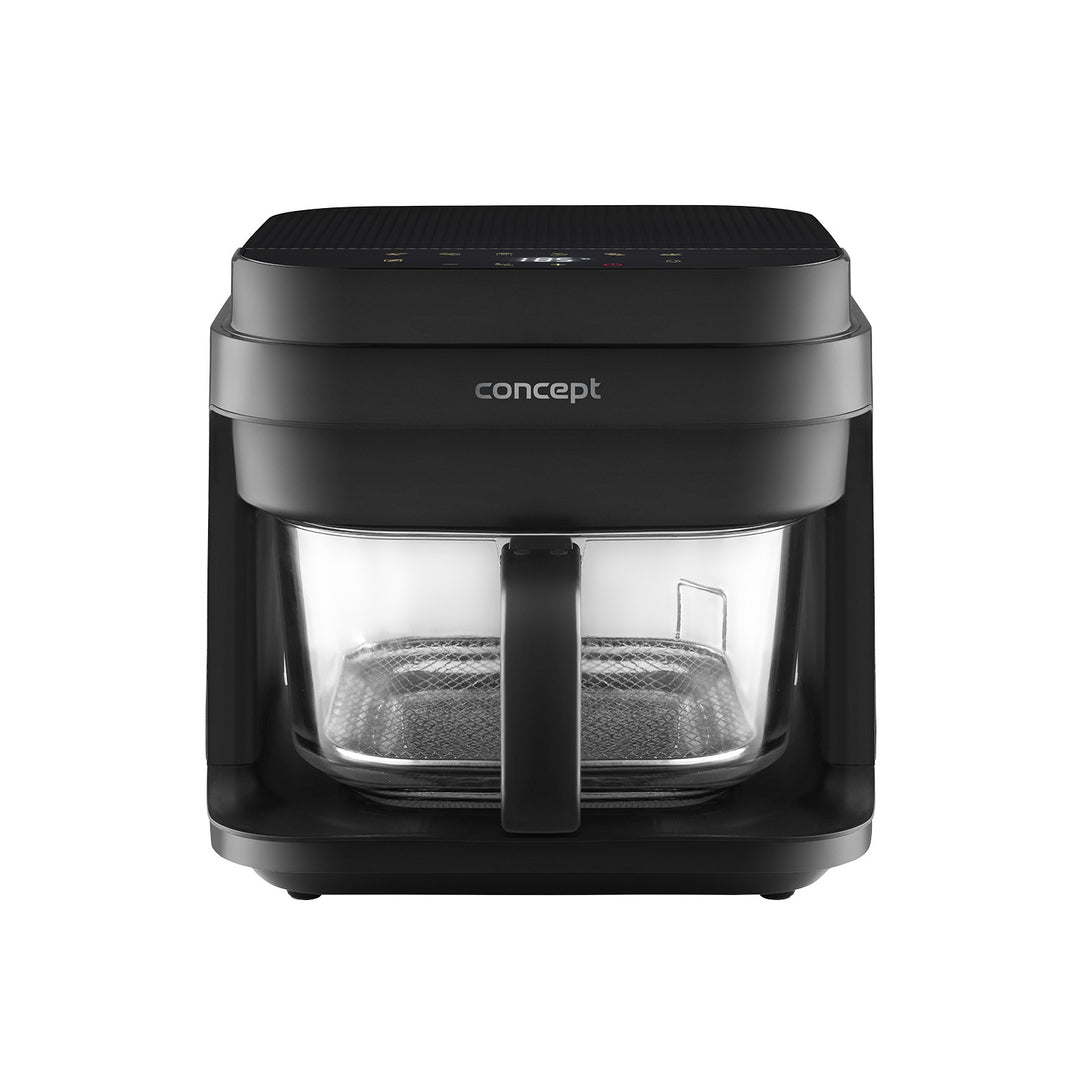 Concept Glass&Fast olajmentes sütő, 5,5 l űrtartalom, 7 program, érintőképernyős LED-kijelző, egészséges sütési mód, üvegedény, FR5500