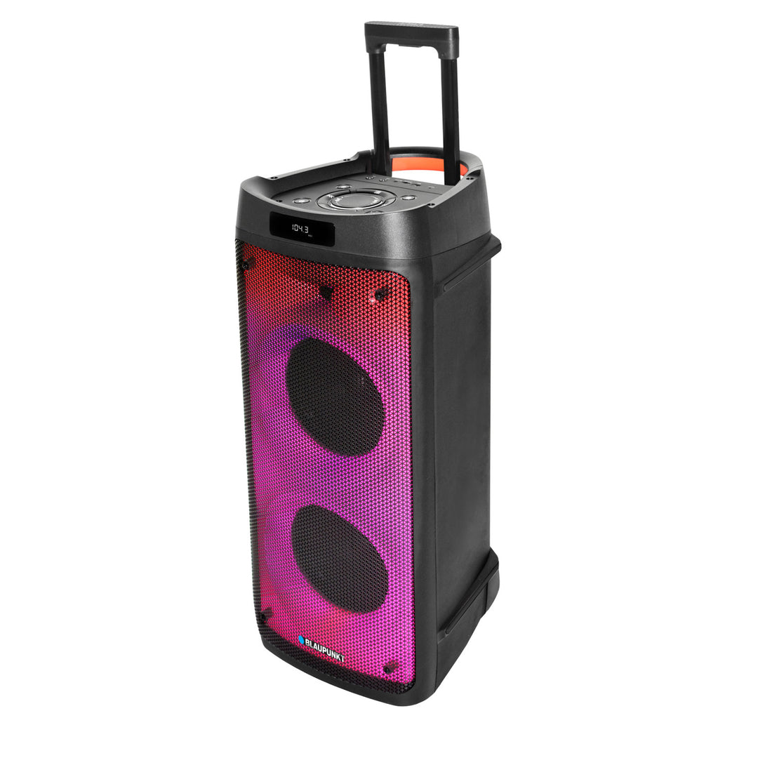 Blaupunkt Party Box hangszóró, LED-es világítás, Bluetooth, USB és AUX, FM rádió, karaoke funkció, távirányító, PB08DB