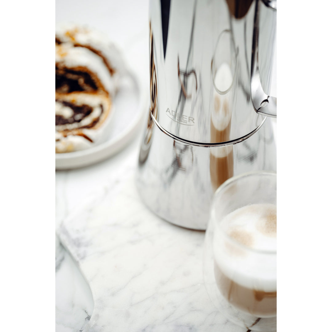 Adler kávéfőző, eszpresszókávéfőző, 620 ml űrtartalom, ezüst acél színű, AD 4417