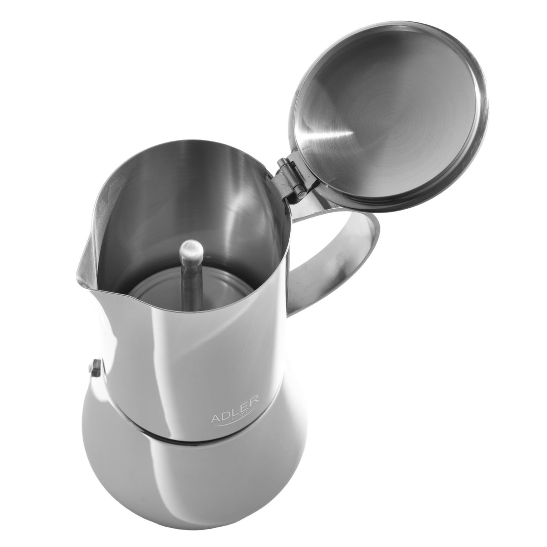 Adler kávéfőző, eszpresszókávéfőző, 620 ml űrtartalom, ezüst acél színű, AD 4417
