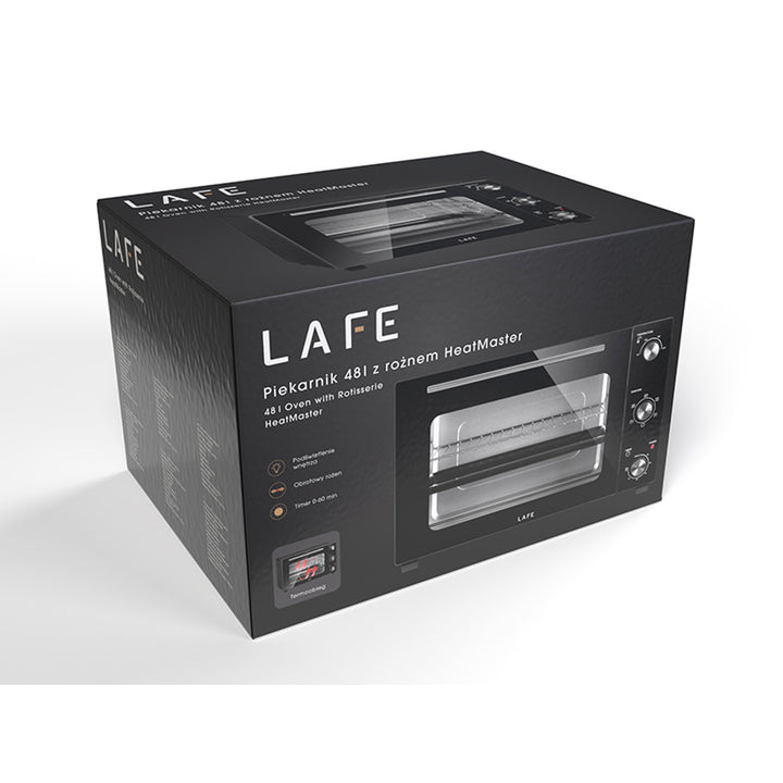Lafe elektromos sütő, 48 l űrtartalom, 1800 W teljesítmény, ventilátoros, HeatMaster