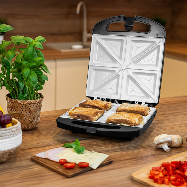 Teesa szendvicssütő, kerámia betétekkel, 4 szendvicshez, maximális teljesítmény 1500 W, TSA3229B