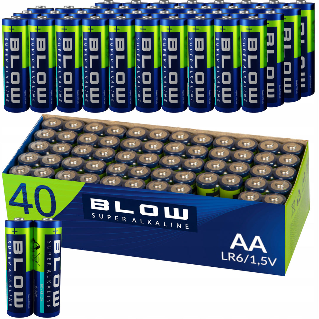 Alkáli AA Blow elemek, LR6, feszültség 1,5 V, 40 darabos készlet