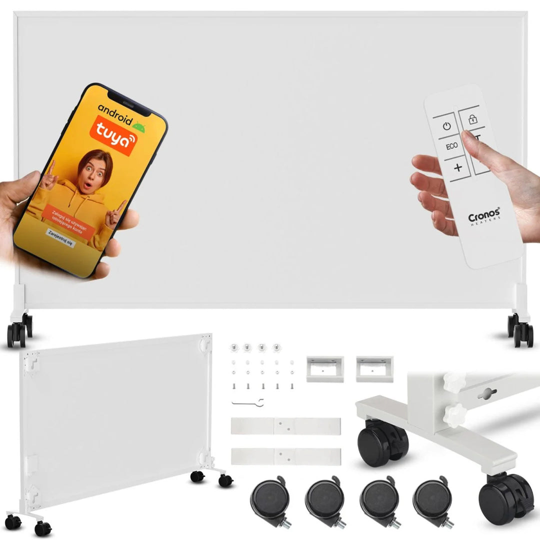 Cronos infravörös fűtőtest, 800 W, ideális allergiások számára, matt felület, ultravékony, beépített termosztát és telefonos vagy távirányítós vezérlés, Carbon P800 TWP