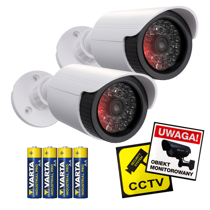 Két darab álkamera, IR LED-ek, fehér, 2xAA tápegység (mellékelve), ABS, IR1800 WT