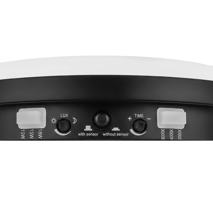 Maclean mozgásérzékelős LED-lámpa, PIR-érzékelő, fekete, 10 W/15 W/18 W, IP65, szín hőmérséklet-beállítás: 3000/4000/6000 K, MCE535 B