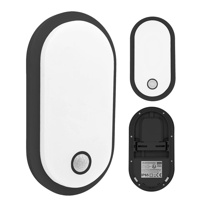 Maclean mozgásérzékelős LED-lámpa, PIR-érzékelő, fekete, 10 W/15 W/18 W, IP65, színváltási lehetőség: 3000/4000/6000 K, MCE534 B