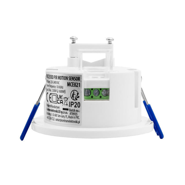 Maclean PIR mozgásérzékelő, beépíthető, 8 m-es hatótávolság, 600 W/1200 W, 220–240 V AC, 50/60 Hz, MCE821