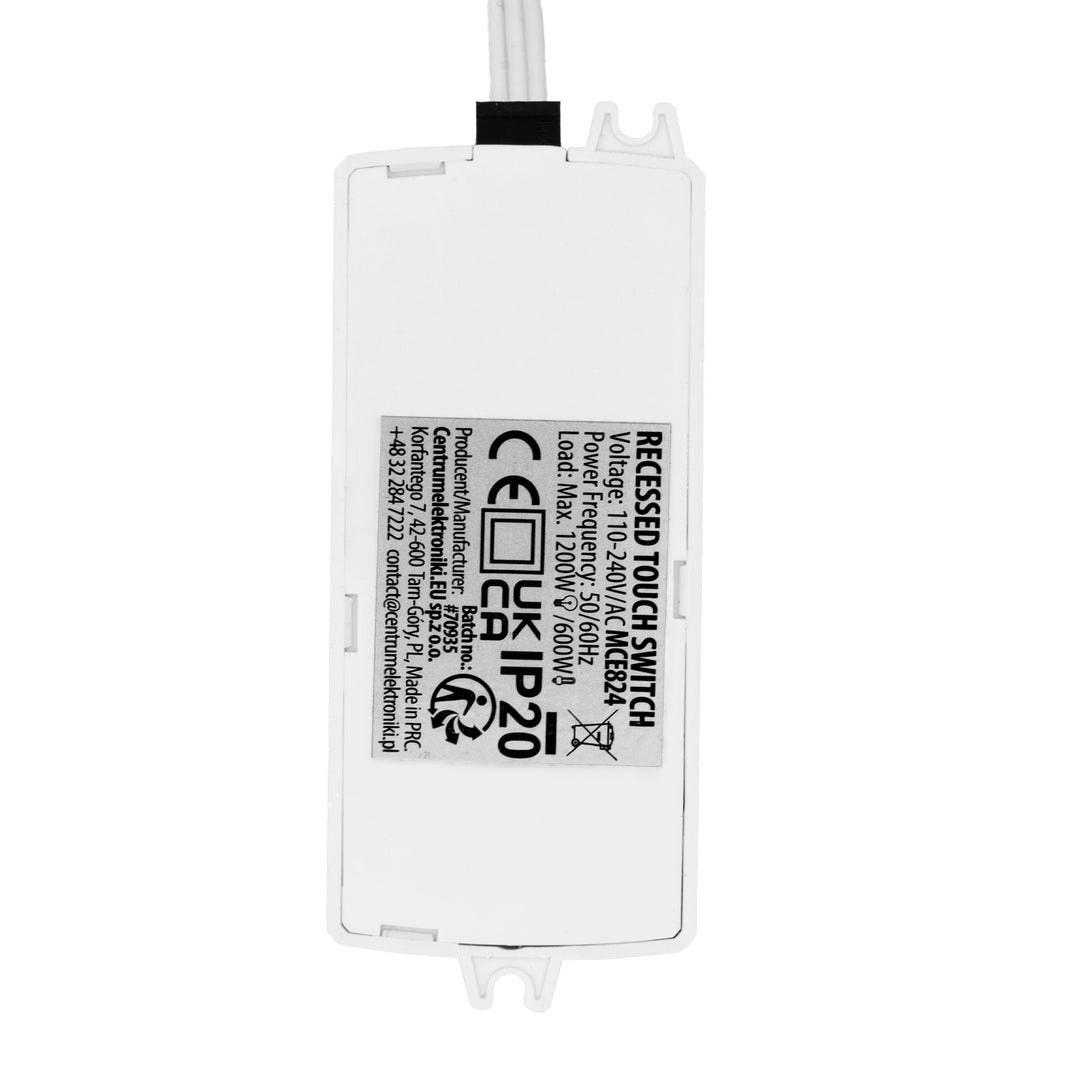 Maclean beépíthető érintőkapcsoló, <40 mm, 110–240 V AC, max. terhelés 600 W LED-hez, MCE824