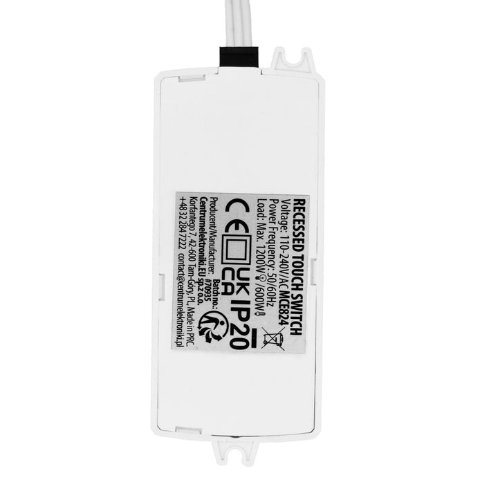 Maclean beépíthető érintőkapcsoló, <40 mm, 110–240 V AC, max. terhelés 600 W LED-hez, MCE824