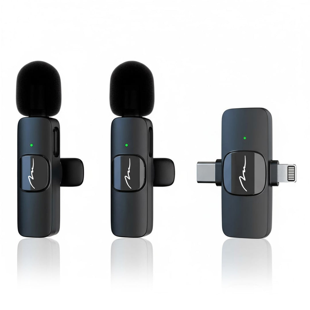 MICRO-MIC DUO – 2 db vezeték nélküli mikrofon (készlet), rögzíthető, iOS és Android (OTG), mini, rendkívül érzékeny. USB-C és LIGHTNING, Mediatech