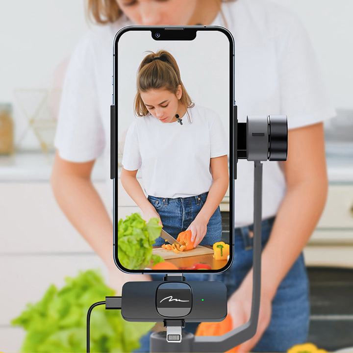 MICRO-MIC DUO – 2 db vezeték nélküli mikrofon (készlet), rögzíthető, iOS és Android (OTG), mini, rendkívül érzékeny. USB-C és LIGHTNING, Mediatech