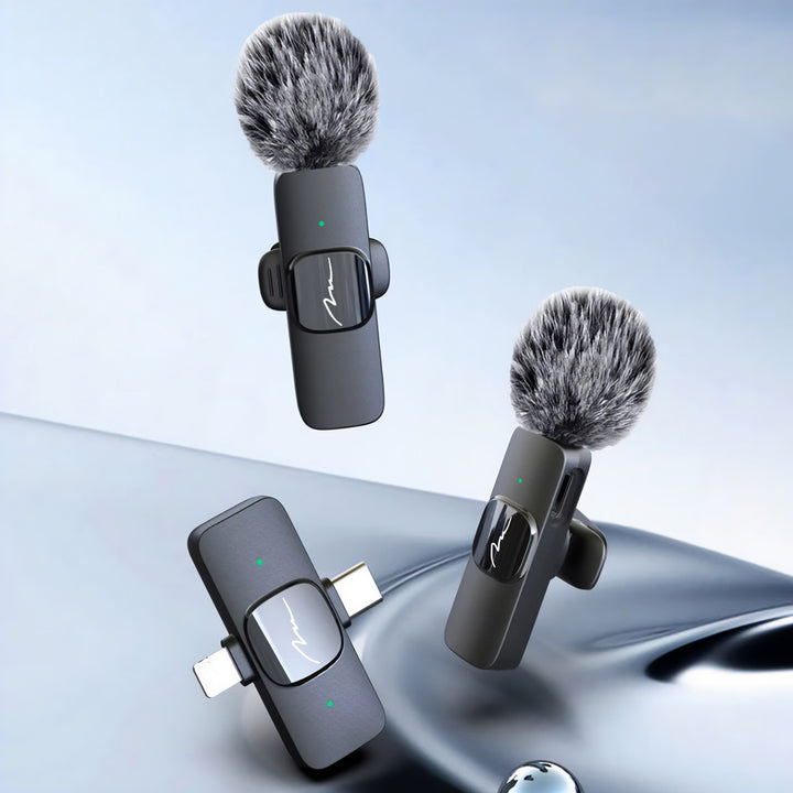 MICRO-MIC DUO – 2 db vezeték nélküli mikrofon (készlet), rögzíthető, iOS és Android (OTG), mini, rendkívül érzékeny. USB-C és LIGHTNING, Mediatech