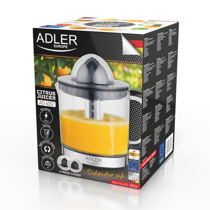 Adler citrusfacsaró, 1,2 l űrtartalom, maximális teljesítmény 60 W, fekete, AD 4012