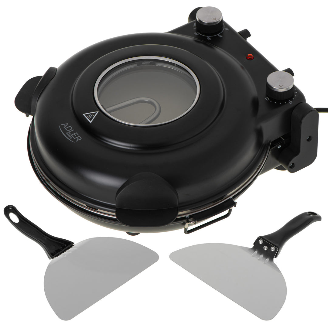 Adler pizza sütő, hőmérséklet-szabályozás 400 °C-ig, kerámia kő, két fűtőelem, AD 6314