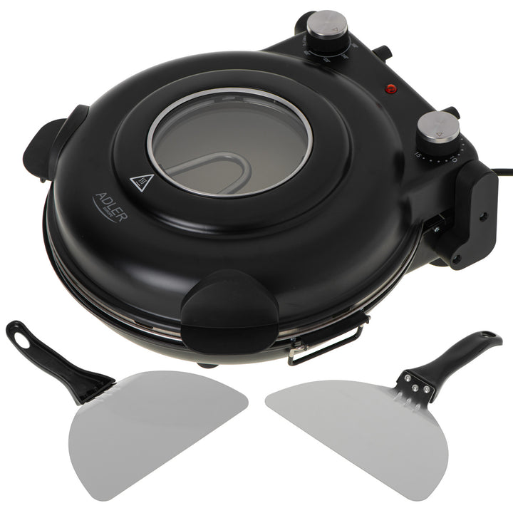 Adler pizza sütő, hőmérséklet-szabályozás 400 °C-ig, kerámia kő, két fűtőelem, AD 6314