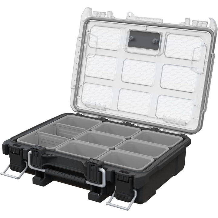 Keter ROC Pro Gear 2.0 szerszámtároló, falra szerelhető tartó, átlátszó és strapabíró fedél, por- és vízálló tömítés, fém reteszek, 256983