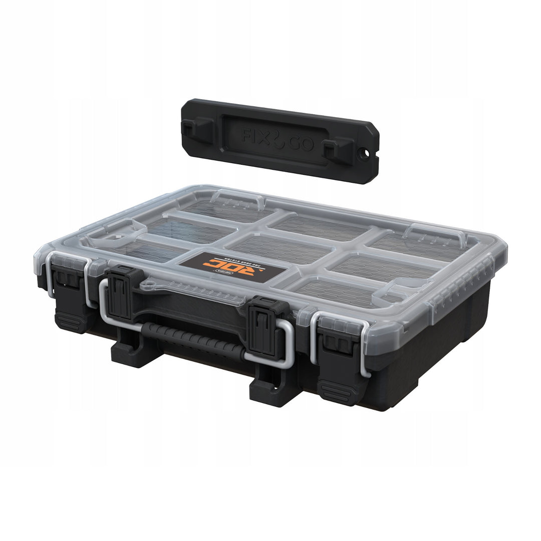 Keter ROC Pro Gear 2.0 szerszámtároló, falra szerelhető tartó, átlátszó és strapabíró fedél, por- és vízálló tömítés, fém reteszek, 256983