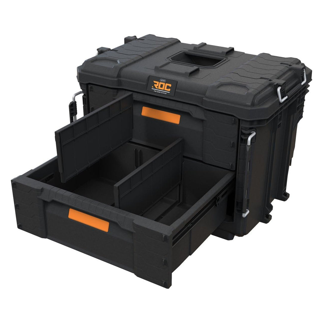 Keter ROC Pro Gear 2.0 XL szerszámosláda, két fiókkal, beépített elválasztókkal, lakatfoglalattal, elülső rögzítőkkel, 259841
