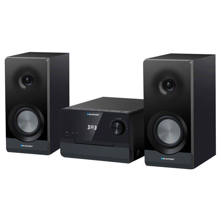 Blaupunkt mikrorendszer, 100 W RMS teljesítmény, DAB+ tuner, LED kijelző, FM rádió, teleszkópos antenna, HDMI ARC csatlakozó, CD/MP3/USB/BT, óra riasztási funkcióval, MS49DAB